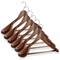 Casafield - 6 Wide Shoulder Wooden Suit Hangers - Premium Lotus Wood, Non-Slip Pant Bar & Chrome Swivel Hook for Dress Clothes, Coats, Jackets, Pants, Shirts, Skirts